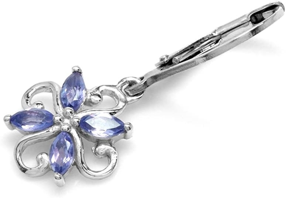 白いダイヤモンドのアクセントの0.5カラットの枝花の設計JewelersClub Tanzaniteリング純銀製リング宝石類