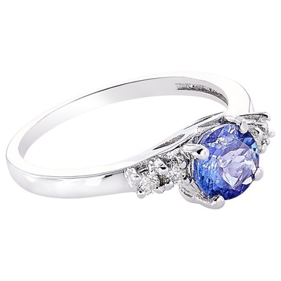 白いダイヤモンドのアクセントの花の設計JewelersClub Tanzaniteリング純銀製リング宝石類