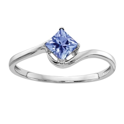 Cut Natural Tanzanite 4mmの王女の婚約指輪14kのホワイト ゴールド