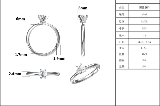 Moissaniteの卸し売り宝石類925の純銀製の結婚の約束のMoissaniteのダイヤモンド指輪