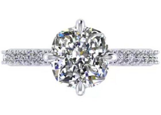 OEM 18k White Gold Diamond Ring、Cushion Cut Engagement Ring 8.13×7.87×5.13mm