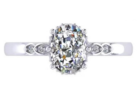 Cut楕円形の18k White Gold Engagement Ring 8.0×6.0mm Dimension ODM
