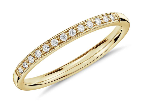 Stacking 14K Yellow Gold Jewelryリング0.2ct 1.5mmサイズのClawの一致の設定Type