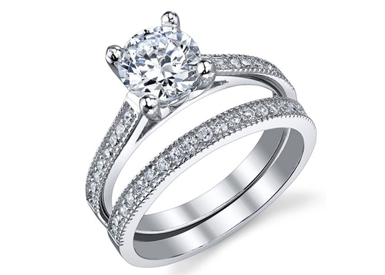 円形Cut 1.25のCarat Diamond Ring、18K White Gold Ring Set For Wedding