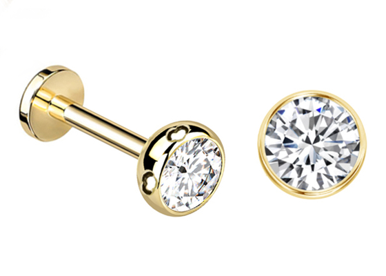 Gold生殖不能のBody Piercing Jewelry Earrings Screw Style Dia 3×3mm