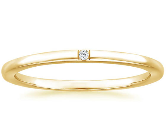 一つはめの宝石Diamond 14K Yellow Gold Jewelry Tiny 0.04ct 2.0mm-2.3mm Band Size