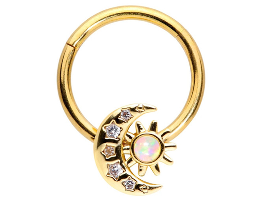 固体18K Gold Nose Piercing Moon日曜日Shape With 0.06ct SI2 Natural Diamonds ODM