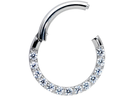 0.1ct Diamonds Tragus Piercing Ring、White Gold Nose Ring Inner Dia 8-15mm