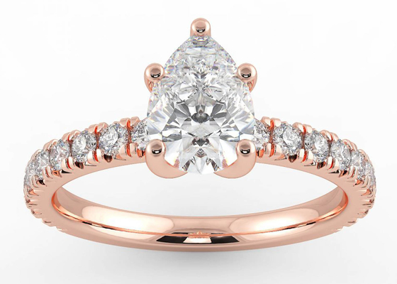 Wedding18KローズGold Ring Pear Cut 0.80ct DGC Certificate ODM