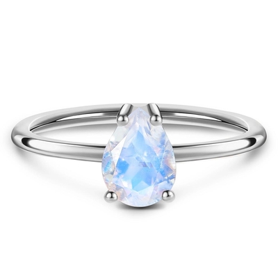 14Kローズの金のナシは可憐なMoonstoneの宝石類の簡単なMoonstoneリングを切った