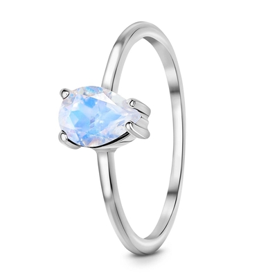 14Kローズの金のナシは可憐なMoonstoneの宝石類の簡単なMoonstoneリングを切った