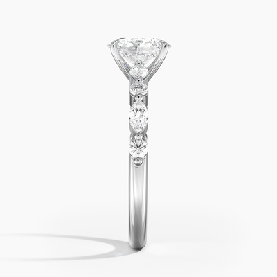 切口のMoissanite華麗なリングのあたりの花嫁の宝石類14K/18Kの白い純金実質VVSのダイヤモンド