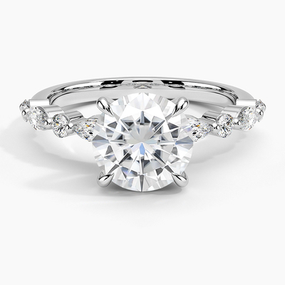 切口のMoissanite華麗なリングのあたりの花嫁の宝石類14K/18Kの白い純金実質VVSのダイヤモンド