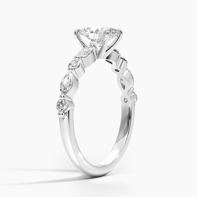 切口のMoissanite華麗なリングのあたりの花嫁の宝石類14K/18Kの白い純金実質VVSのダイヤモンド