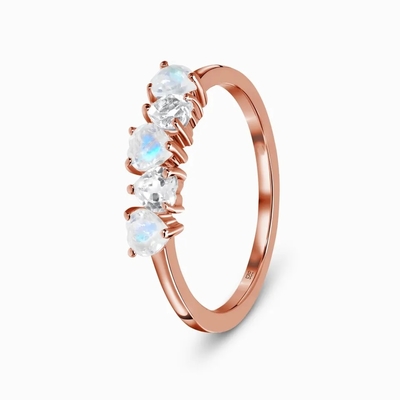 一致する女性925の純銀製のMoonstoneリング中心の形の宝石用原石の珍味のための粋なリング リングを積み重ねる