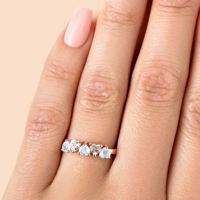 一致する女性925の純銀製のMoonstoneリング中心の形の宝石用原石の珍味のための粋なリング リングを積み重ねる