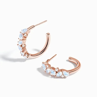 虹のMoonstoneのイヤリングのバゲットは自然なMoonstoneのスタッドのイヤリングの宝石類を切った