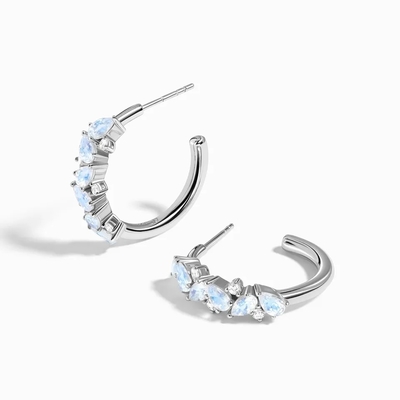 虹のMoonstoneのイヤリングのバゲットは自然なMoonstoneのスタッドのイヤリングの宝石類を切った