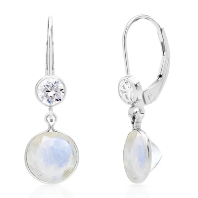 白いジルコンの宝石類の卸し売りMoonstoneの宝石類の良い設計イヤリング