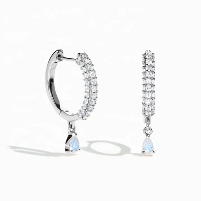白いジルコンの宝石類の卸し売りMoonstoneの宝石類の良い設計イヤリング