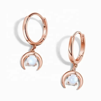 白いジルコンの宝石類の卸し売りMoonstoneの宝石類の良い設計イヤリング