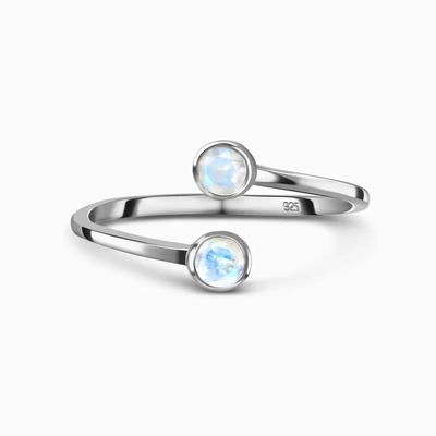 自然なMoonstoneの宝石用原石925銀製記念日の宝石類リング本物のナシの切口