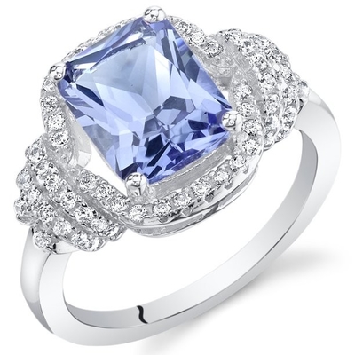 純銀製の婚約指輪のTanzaniteのハロー リングのあたりの性質0.5 ct