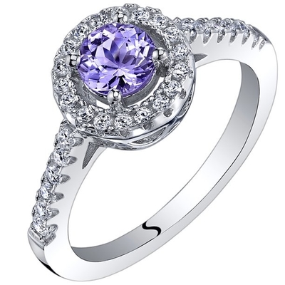 純銀製の婚約指輪のTanzaniteのハロー リングのあたりの性質0.5 ct