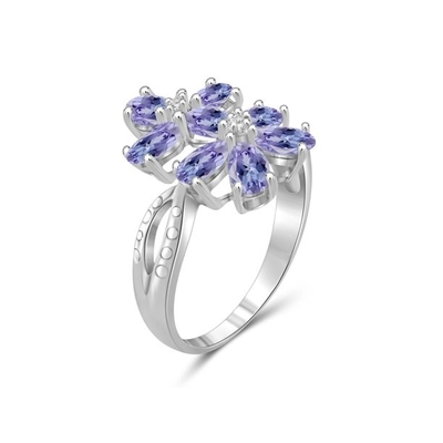 金14のカラットのホワイト ゴールド6x4mmのナシのTanzanite楕円形の自然な第一のリング-ハンドメイドの結婚指輪