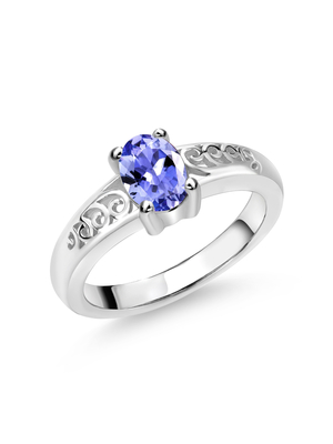 金14のカラットのホワイト ゴールド6x4mmのナシのTanzanite楕円形の自然な第一のリング-ハンドメイドの結婚指輪