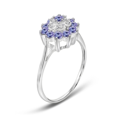 ロスSimons 2.50 ct。t.w.Tanzaniteおよび.20 ct。t.w.純銀製の白いジルコン リング