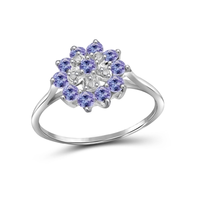 白いダイヤモンドのアクセントの枝花の設計JewelersClub Tanzaniteリング純銀製リング宝石類