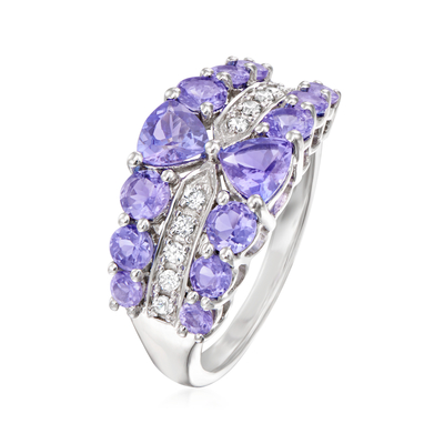 ロスSimons 2.50 ct。t.w.Tanzaniteおよび.20 ct。t.w.純銀製の白いジルコン リング