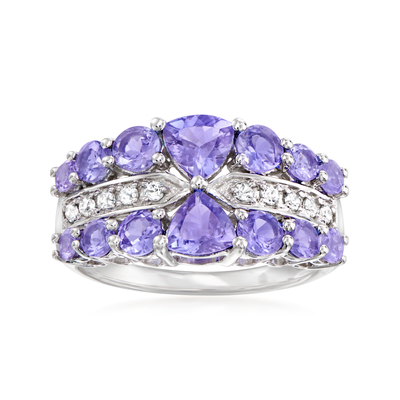 ロスSimons 2.50 ct。t.w.Tanzaniteおよび.20 ct。t.w.純銀製の白いジルコン リング