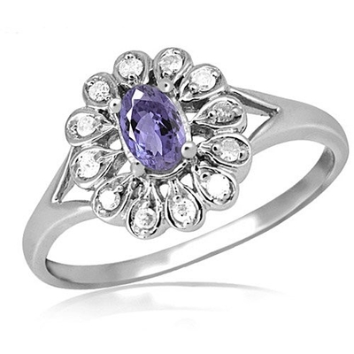 SShop LCの女性プラチナ925個以上の銀製の青いTanzanite Birthstoneのジルコン リング サイズ8のギフト
