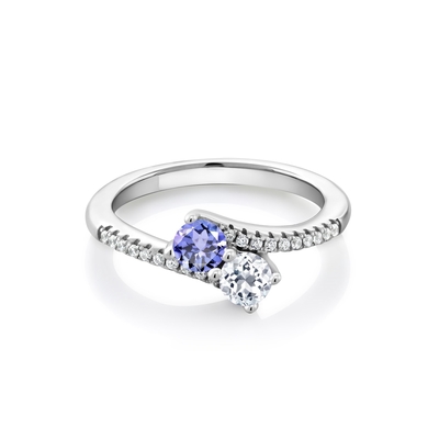 SShop LCの女性プラチナ925個以上の銀製の青いTanzanite Birthstoneのジルコン リング サイズ8のギフト