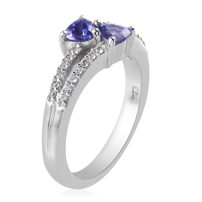 SShop LCの女性プラチナ925個以上の銀製の青いTanzanite Birthstoneのジルコン リング サイズ8のギフト