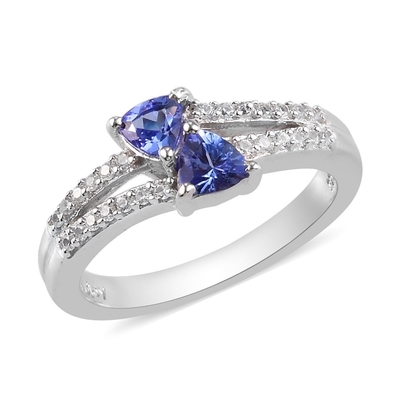 SShop LCの女性プラチナ925個以上の銀製の青いTanzanite Birthstoneのジルコン リング サイズ8のギフト