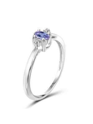 宝石王0.18 Ct 10Kイエロー・ゴールドの熊手が付いている青いTanzanite 925の純銀製リングは鳴る
