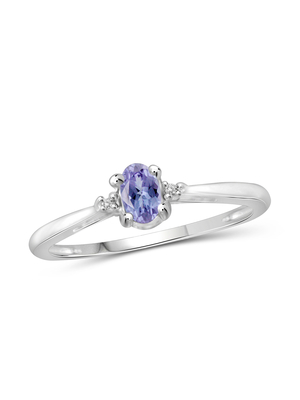 宝石王0.18 Ct 10Kイエロー・ゴールドの熊手が付いている青いTanzanite 925の純銀製リングは鳴る