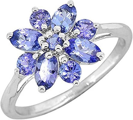 白いダイヤモンドのアクセントの純銀製リング宝石類との0.25カラットTanzanite