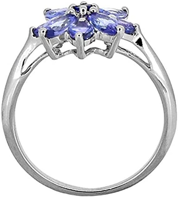 白いダイヤモンドのアクセントの純銀製リング宝石類との0.25カラットTanzanite