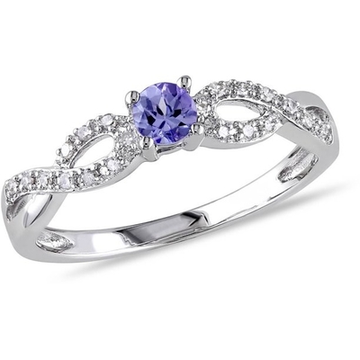 1.5カラットの銀上の自然なTanzaniteの婚約指輪In18Kのホワイト ゴールドのめっき