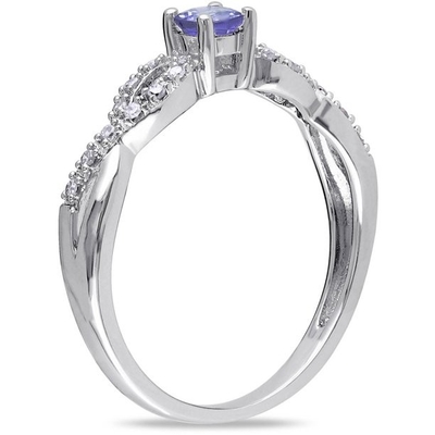 1.5カラットの銀上の自然なTanzaniteの婚約指輪In18Kのホワイト ゴールドのめっき