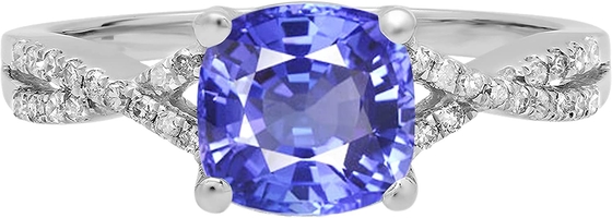 1.5カラットの銀上の自然なTanzaniteの婚約指輪In18Kのホワイト ゴールドのめっき