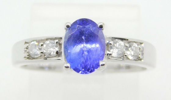 白いダイヤモンドのアクセントの花の設計JewelersClub Tanzaniteリング純銀製リング宝石類