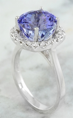 白いダイヤモンドのアクセントの花の設計JewelersClub Tanzaniteリング純銀製リング宝石類