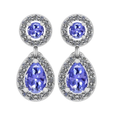 白いダイヤモンドのアクセントの0.5カラットの枝花の設計JewelersClub Tanzaniteリング純銀製リング宝石類