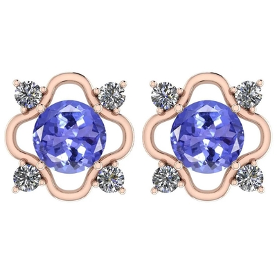 白いダイヤモンドのアクセントの0.5カラットの枝花の設計JewelersClub Tanzaniteリング純銀製リング宝石類