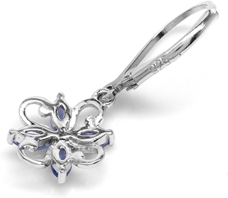 白いダイヤモンドのアクセントの0.5カラットの枝花の設計JewelersClub Tanzaniteリング純銀製リング宝石類